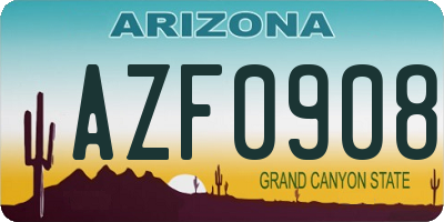 AZ license plate AZF0908
