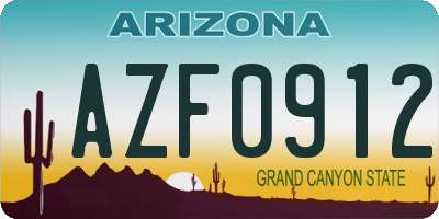 AZ license plate AZF0912
