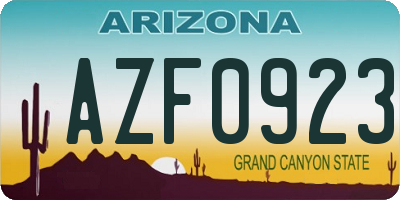 AZ license plate AZF0923