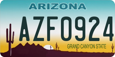 AZ license plate AZF0924