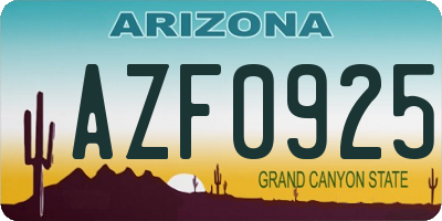 AZ license plate AZF0925