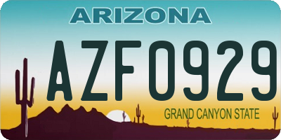 AZ license plate AZF0929