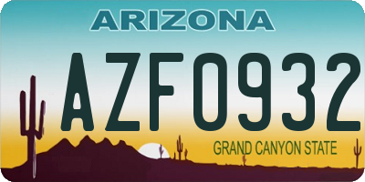 AZ license plate AZF0932