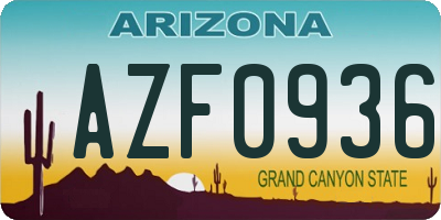 AZ license plate AZF0936