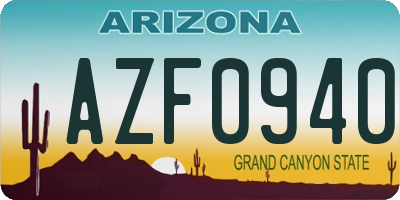 AZ license plate AZF0940