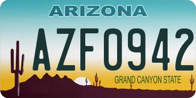 AZ license plate AZF0942