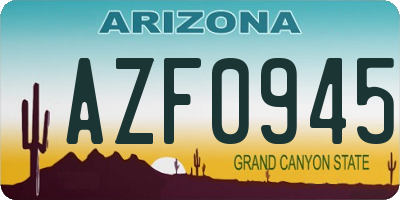 AZ license plate AZF0945