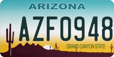 AZ license plate AZF0948