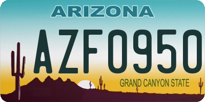 AZ license plate AZF0950