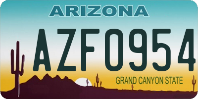 AZ license plate AZF0954