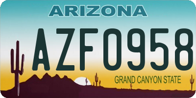 AZ license plate AZF0958