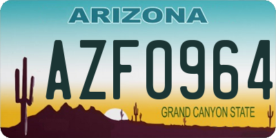 AZ license plate AZF0964