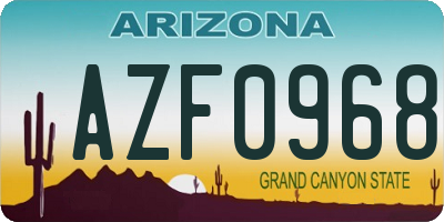 AZ license plate AZF0968