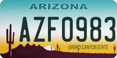 AZ license plate AZF0983