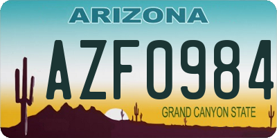 AZ license plate AZF0984