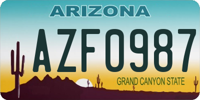 AZ license plate AZF0987