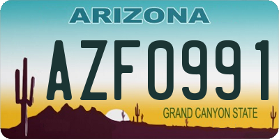 AZ license plate AZF0991