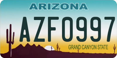 AZ license plate AZF0997