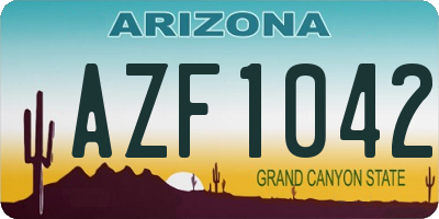 AZ license plate AZF1042