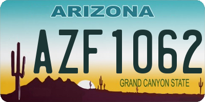 AZ license plate AZF1062