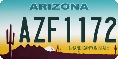 AZ license plate AZF1172