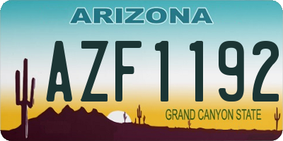 AZ license plate AZF1192