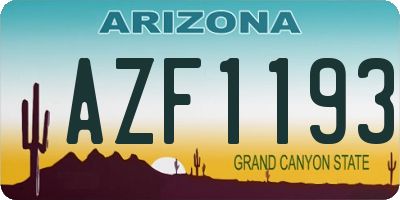 AZ license plate AZF1193
