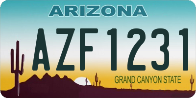 AZ license plate AZF1231