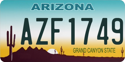AZ license plate AZF1749