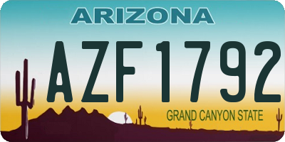 AZ license plate AZF1792
