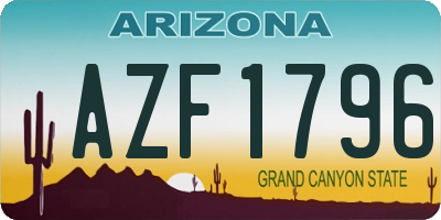 AZ license plate AZF1796
