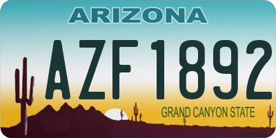 AZ license plate AZF1892