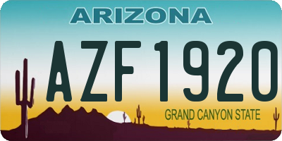AZ license plate AZF1920