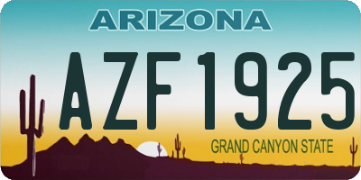 AZ license plate AZF1925