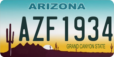 AZ license plate AZF1934