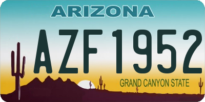 AZ license plate AZF1952