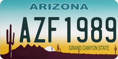 AZ license plate AZF1989
