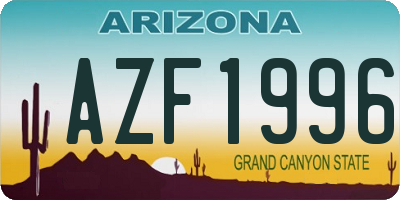 AZ license plate AZF1996
