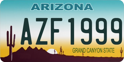 AZ license plate AZF1999