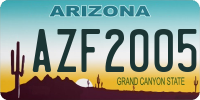AZ license plate AZF2005