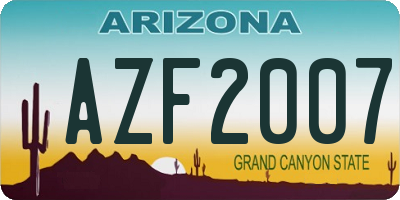 AZ license plate AZF2007