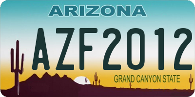 AZ license plate AZF2012