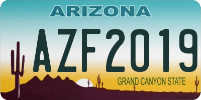 AZ license plate AZF2019