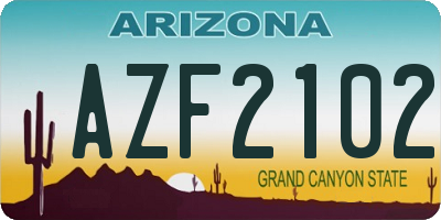 AZ license plate AZF2102