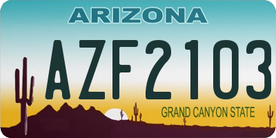 AZ license plate AZF2103