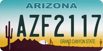 AZ license plate AZF2117