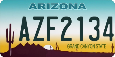 AZ license plate AZF2134