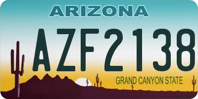 AZ license plate AZF2138
