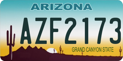 AZ license plate AZF2173