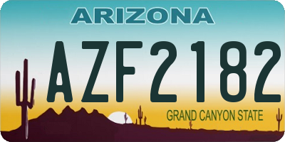AZ license plate AZF2182